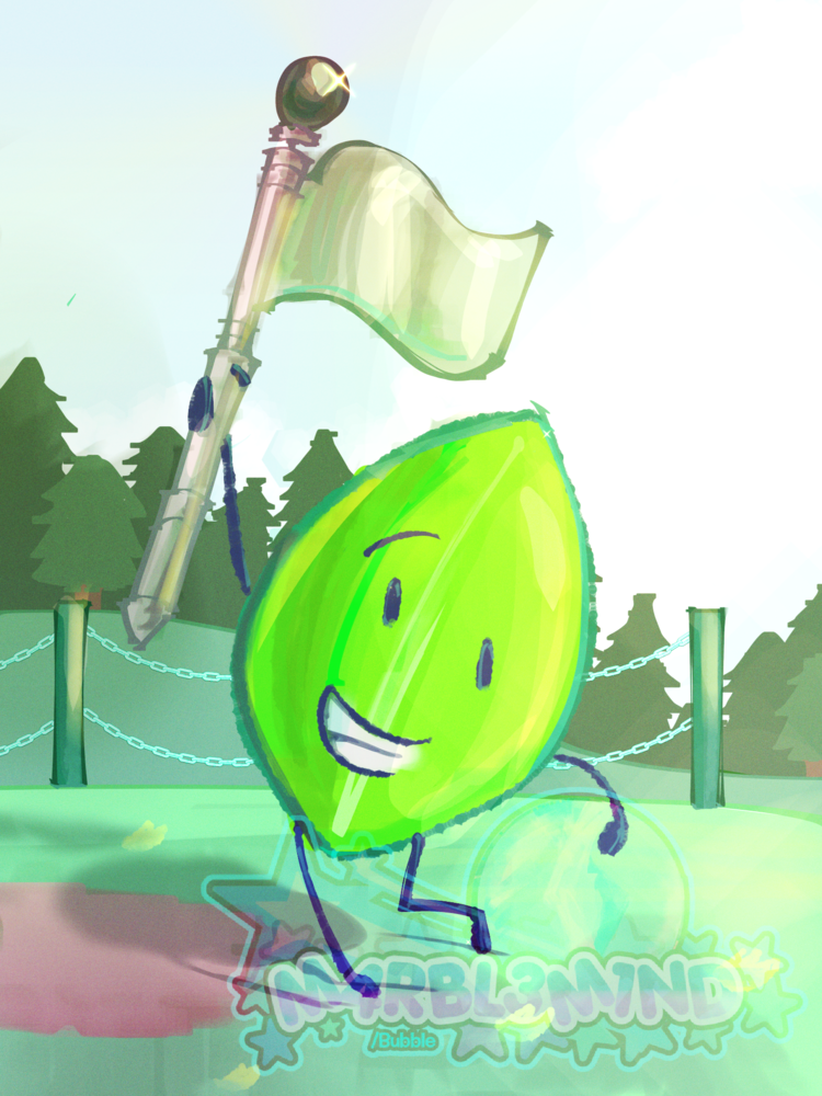 Leafy holding the flag from bfdia 22