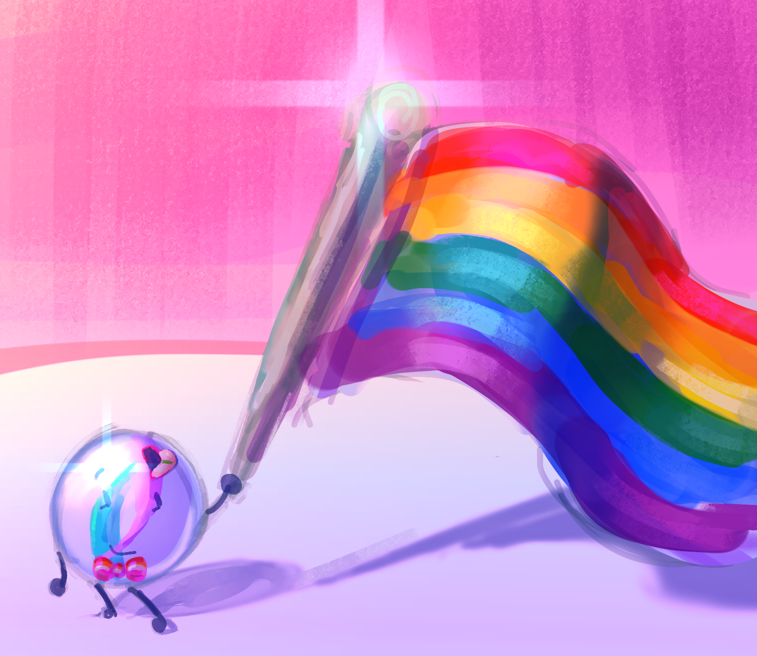 marble holding pride flag